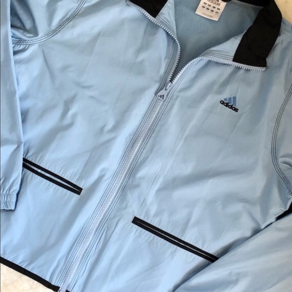 Adidias size Large blue windbreaker zip front  W/ back vent & pockets - Picture 7 of 8